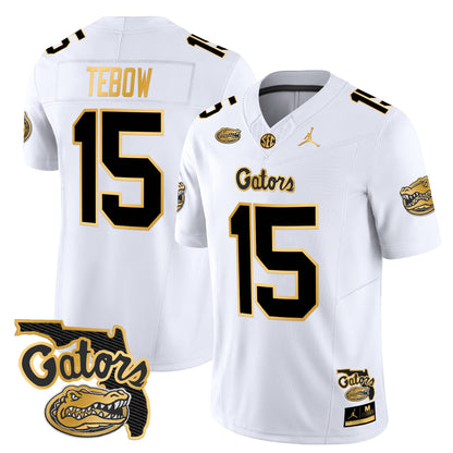 Florida Gators 2024 Florida Patch Gold Vapor Limited Jersey - All Stitched
