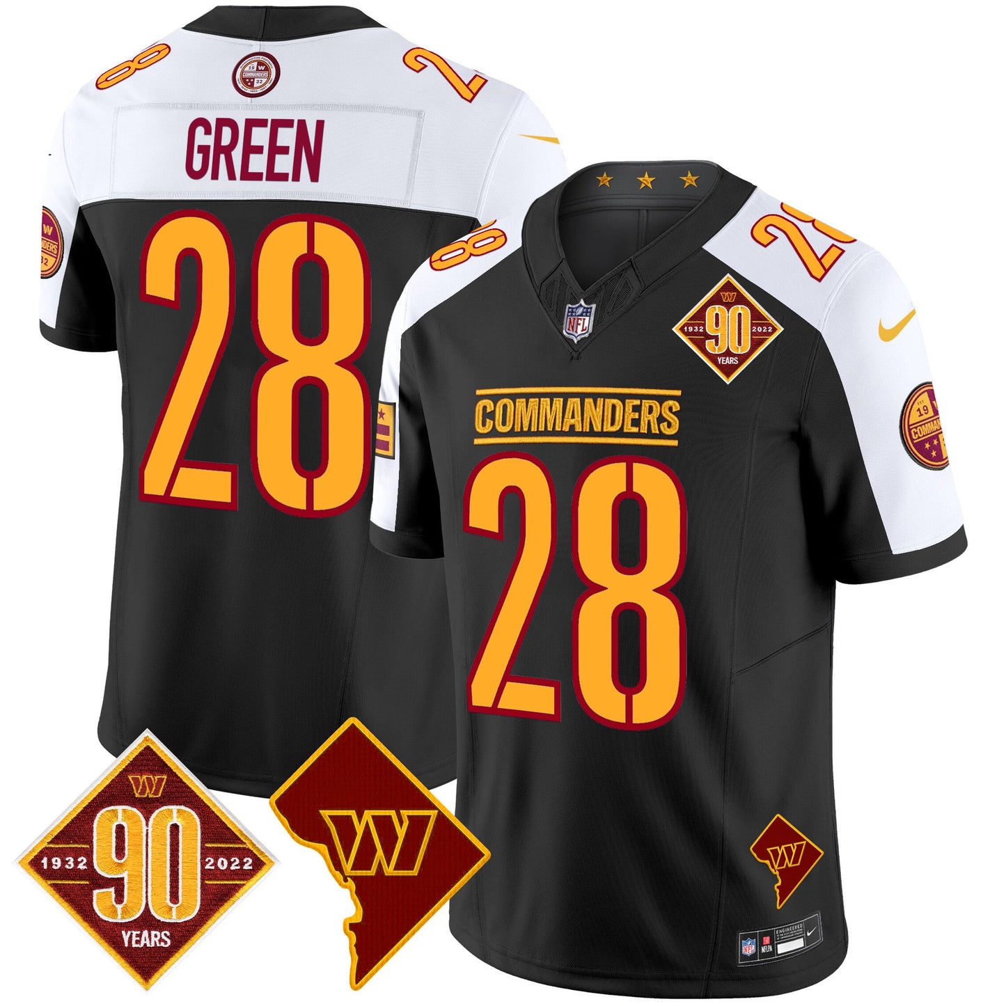 Men's Washington Commanders 90th Anniversary & Home Patch Vapor Limited Jersey - All Stitched