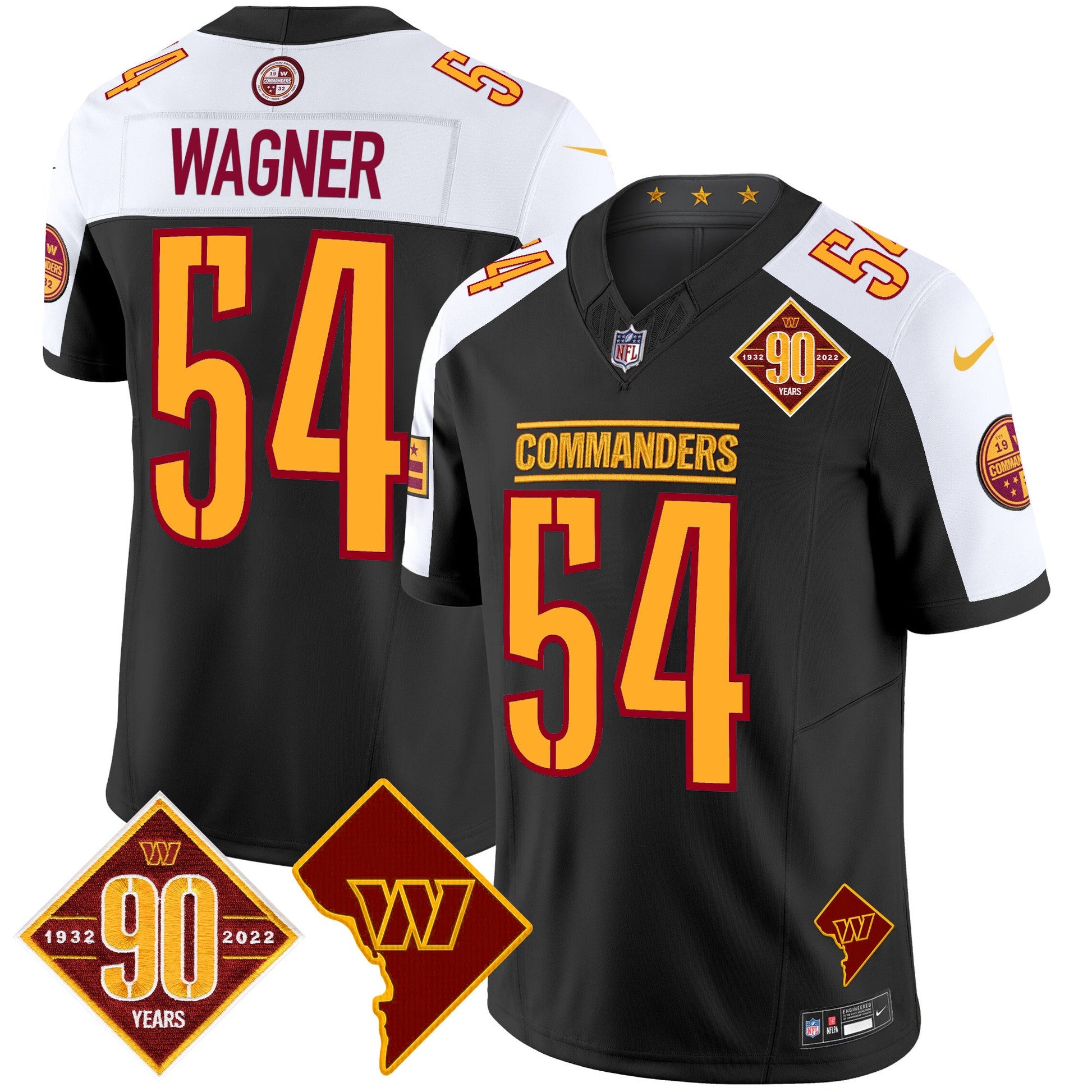 Men's Washington Commanders 90th Anniversary & Home Patch Vapor Limited Jersey - All Stitched