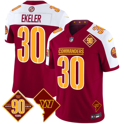 Men's Washington Commanders 90th Anniversary & Home Patch Vapor Limited Jersey - All Stitched