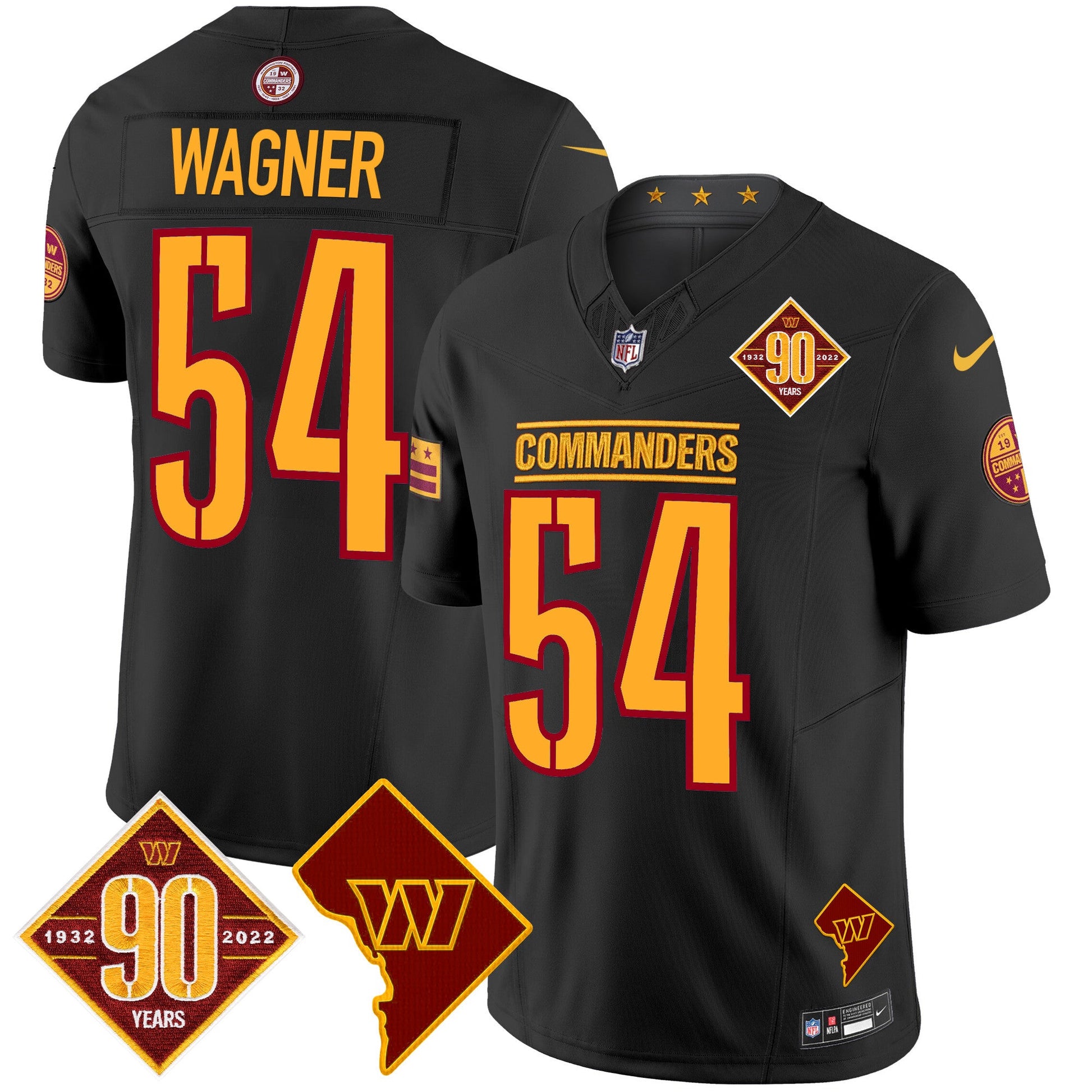Men's Washington Commanders 90th Anniversary & Home Patch Vapor Limited Jersey - All Stitched