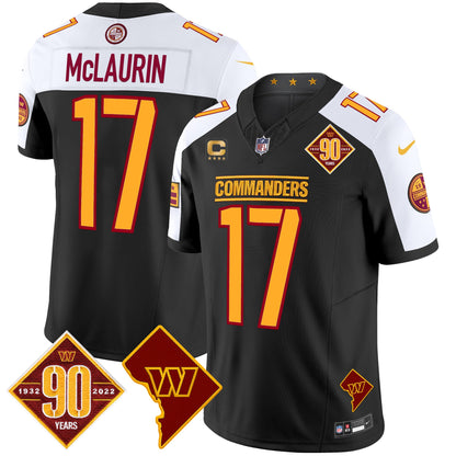 Men's Washington Commanders 90th Anniversary & Home Patch Vapor Limited Jersey - All Stitched