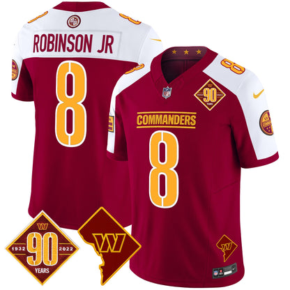 Men's Washington Commanders 90th Anniversary & Home Patch Vapor Limited Jersey - All Stitched