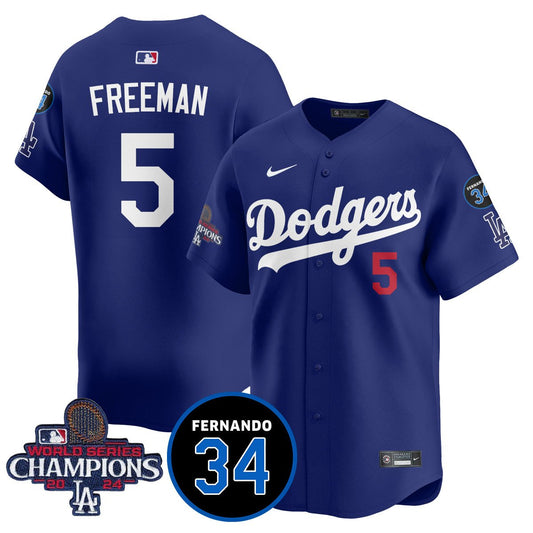 LA Dodgers - World Series Champions 2024/Fernando Valenzuela Memorial Jersey - All Stitched N08