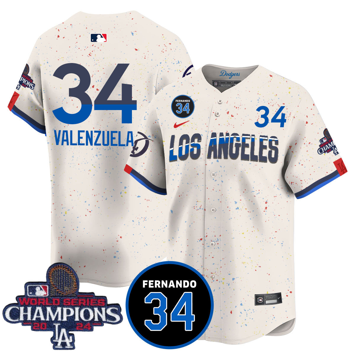 LA Dodgers - World Series Champions 2024/Fernando Valenzuela Memorial Jersey - All Stitched N1