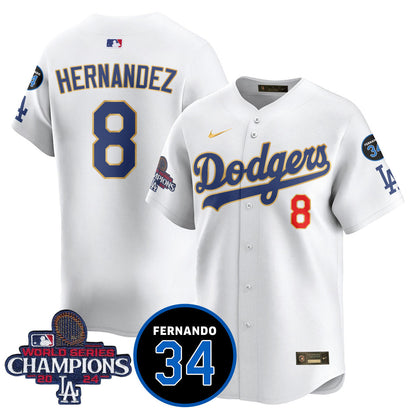 LA Dodgers - World Series Champions 2024/Fernando Valenzuela Memorial Jersey - All Stitched N1