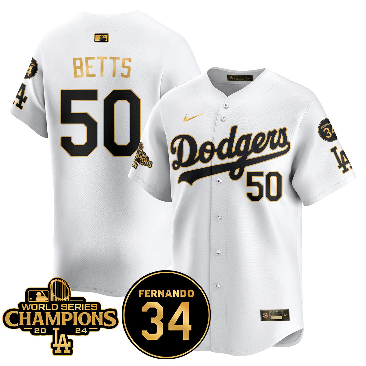 LA Dodgers - World Series Champions 2024/Fernando Valenzuela Memorial Jersey - All Stitched N1