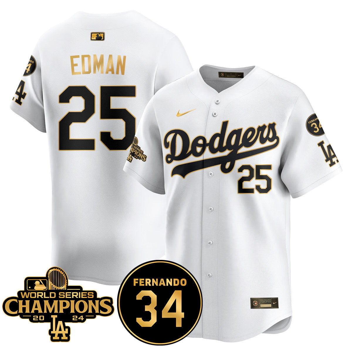 LA Dodgers - World Series Champions 2024/Fernando Valenzuela Memorial Jersey - All Stitched N1