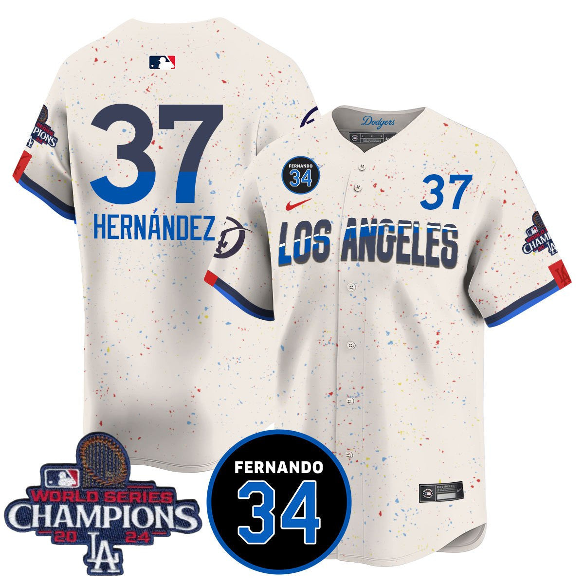 LA Dodgers - World Series Champions 2024/Fernando Valenzuela Memorial Jersey - All Stitched N1