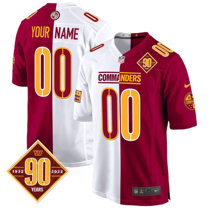 Washington Commanders 90th Anniversary Patch Game Custom Jersey - All Stitched