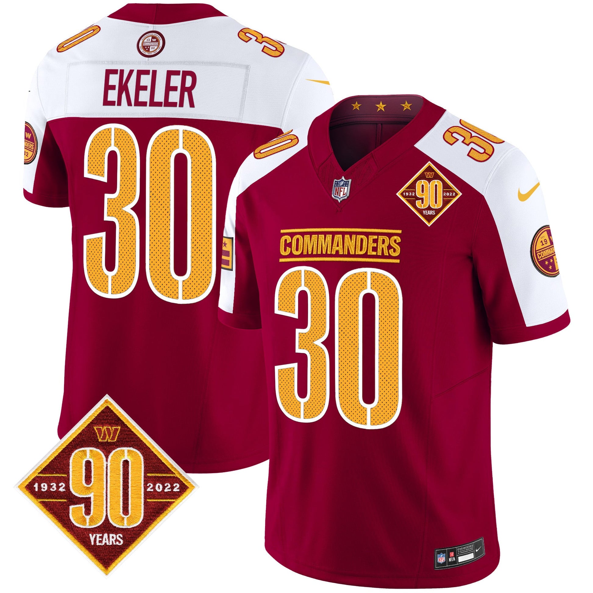 Men's Washington Commanders 90th Anniversary Vapor Limited Jersey V4 - All Stitched