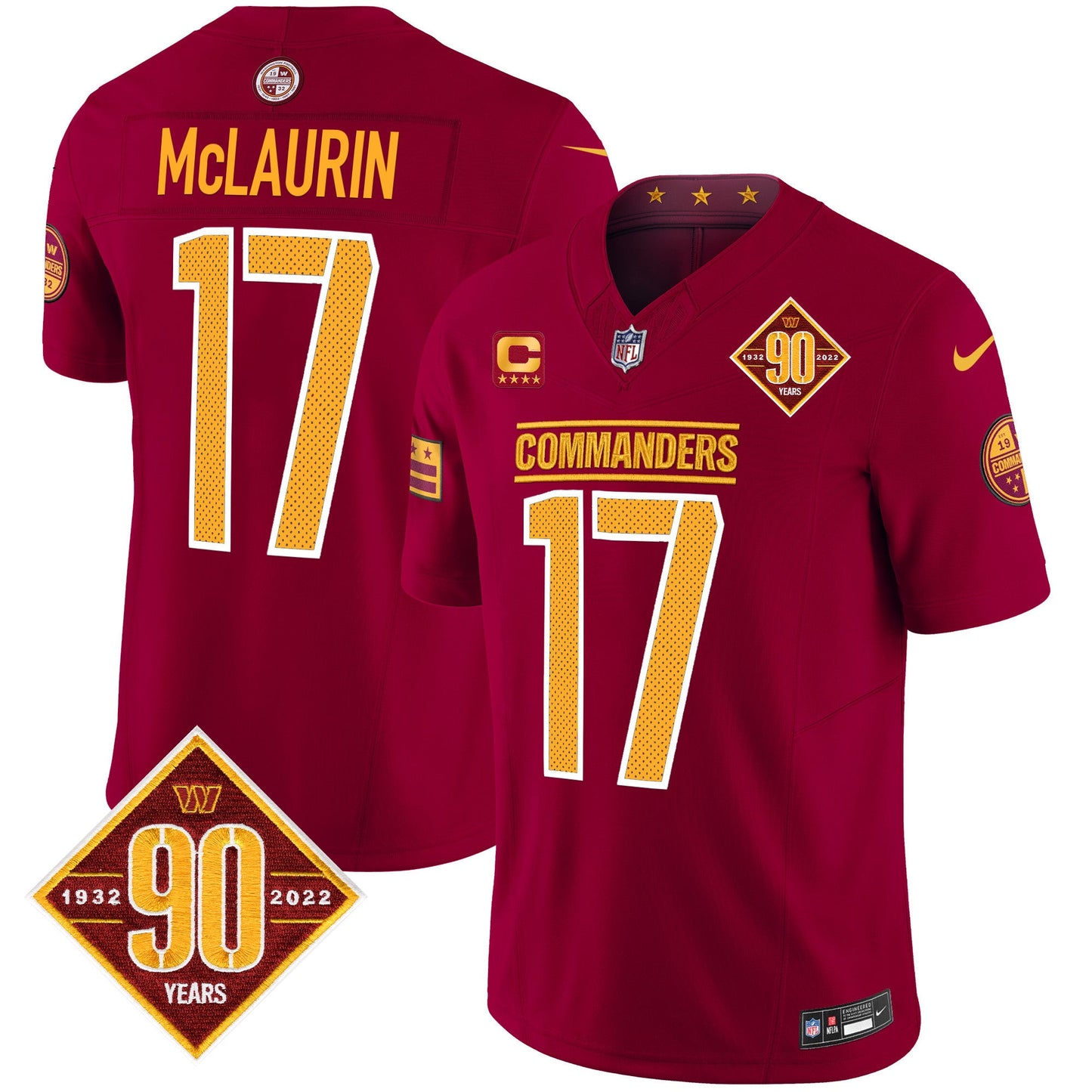 Men's Washington Commanders 90th Anniversary Vapor Limited Jersey V4 - All Stitched