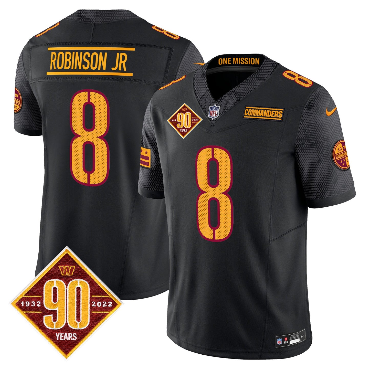 Men's Washington Commanders 90th Anniversary Vapor Limited Jersey V4 - All Stitched