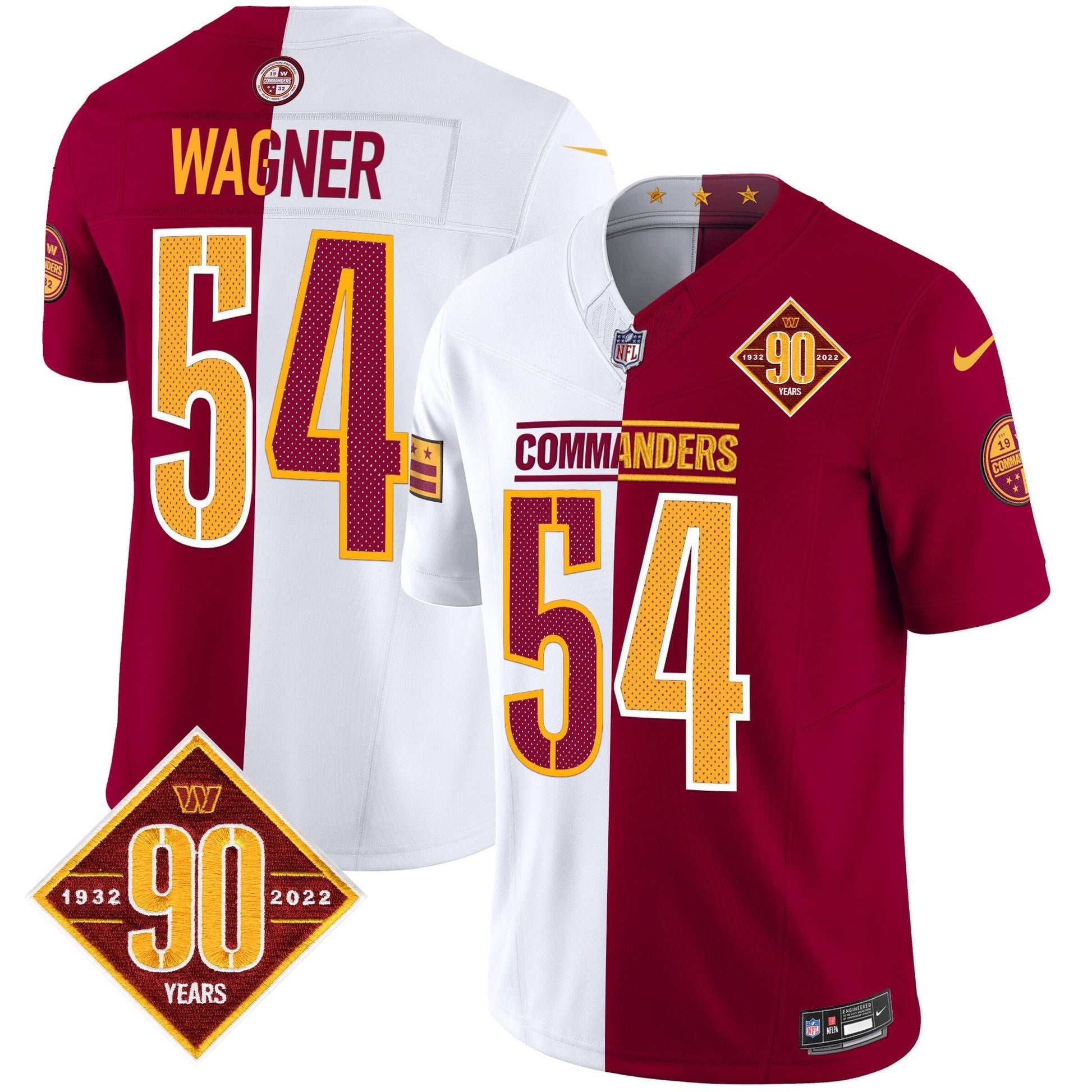 Men's Washington Commanders 90th Anniversary Vapor Limited Jersey V4 - All Stitched