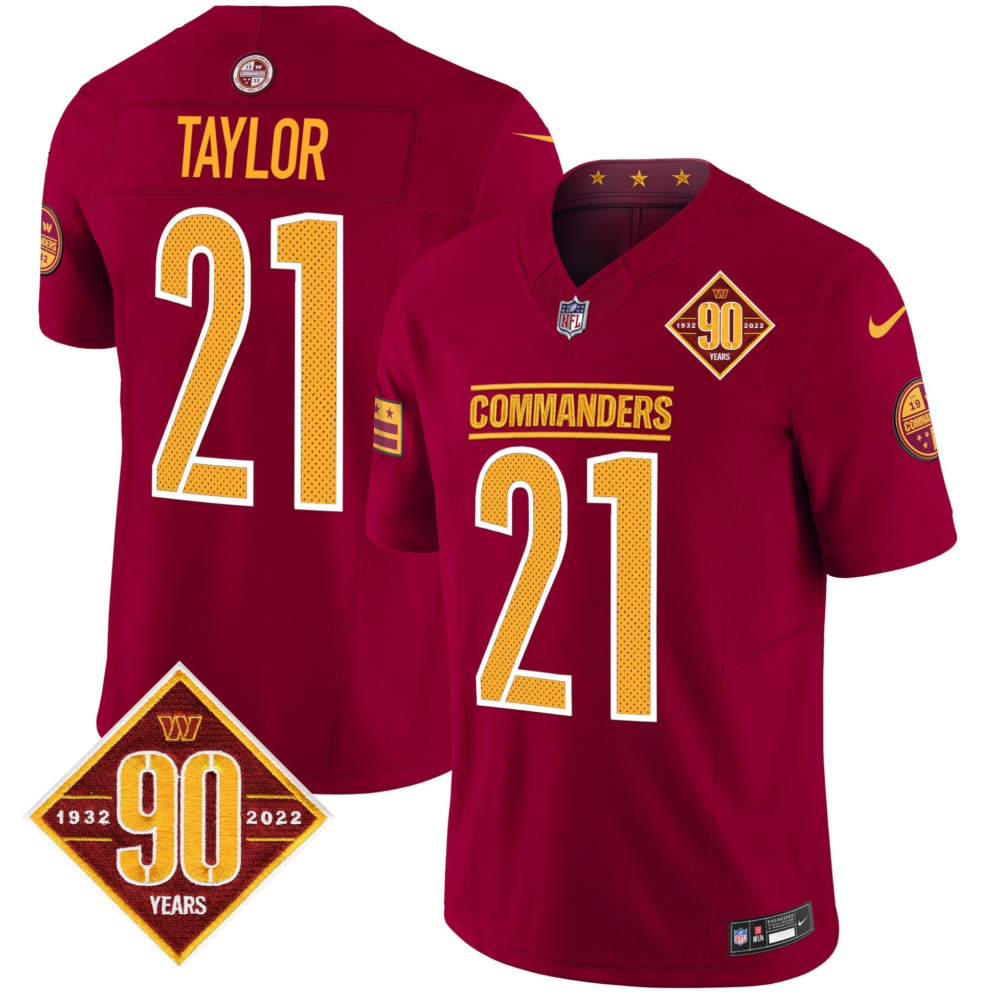 Men's Washington Commanders 90th Anniversary Vapor Limited Jersey V4 - All Stitched