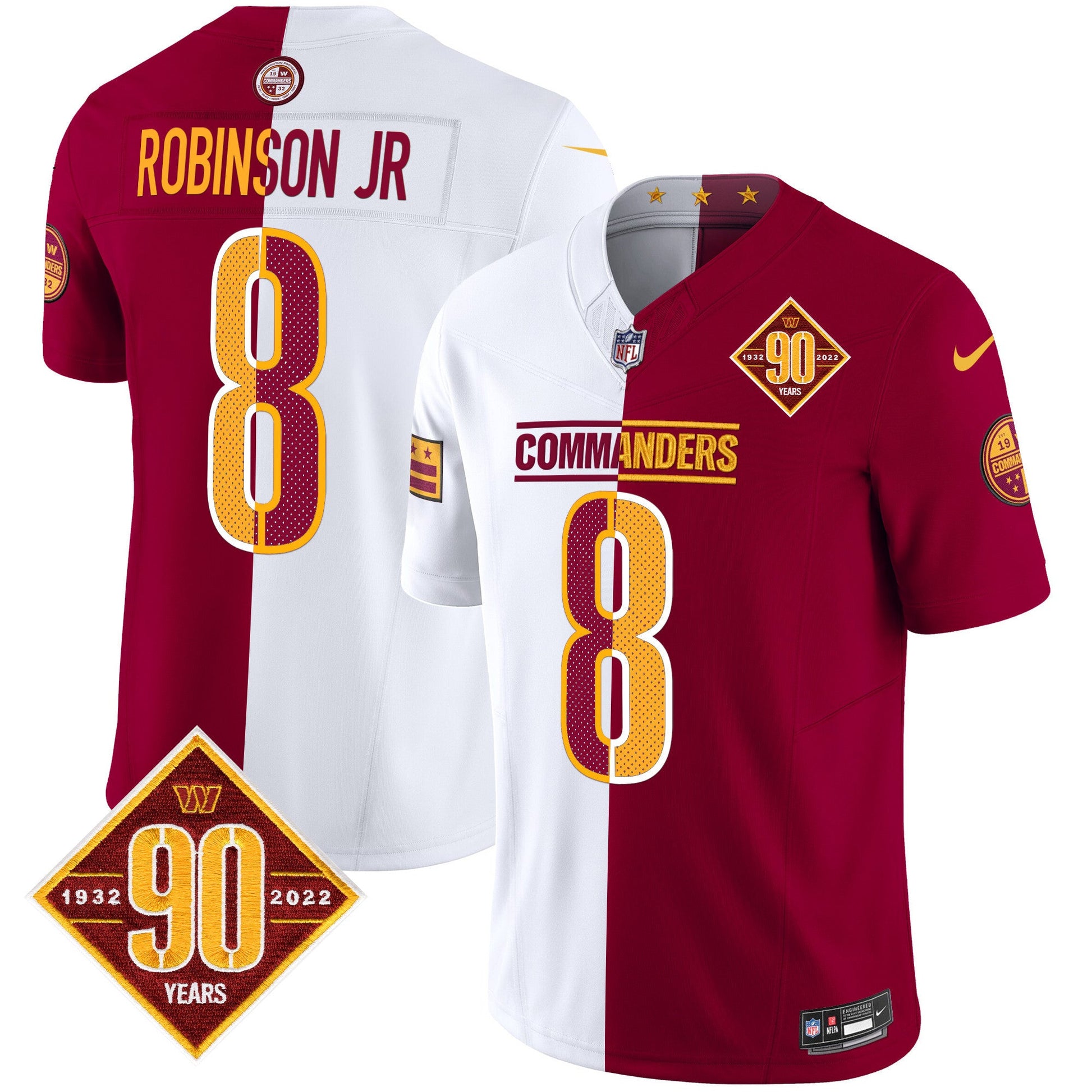 Men's Washington Commanders 90th Anniversary Vapor Limited Jersey V4 - All Stitched