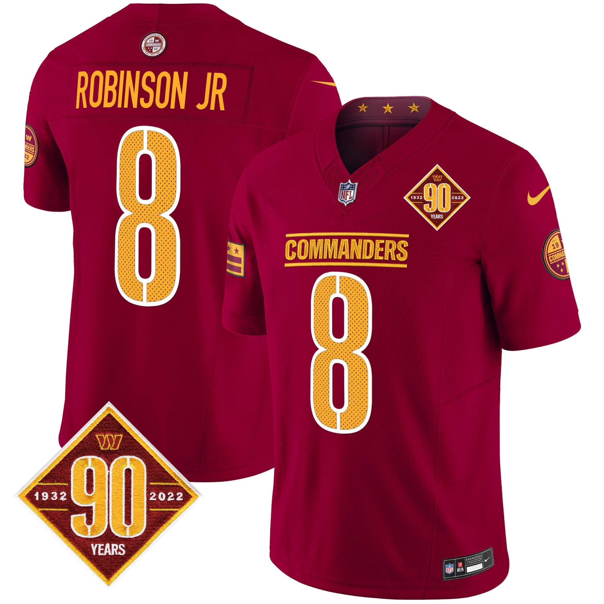 Men's Washington Commanders 90th Anniversary Vapor Limited Jersey V4 - All Stitched