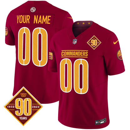 Washington Commanders 90th Anniversary Vapor Limited Custom Jersey V4 - All Stitched