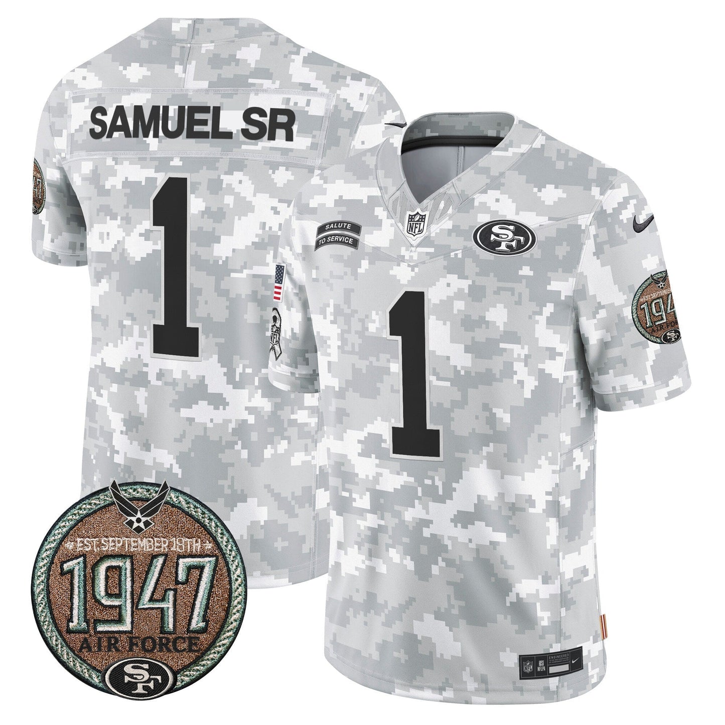 49ers 2024 Salute to Service Establishment Year Patch Vapor Limited Jersey - All Stitched