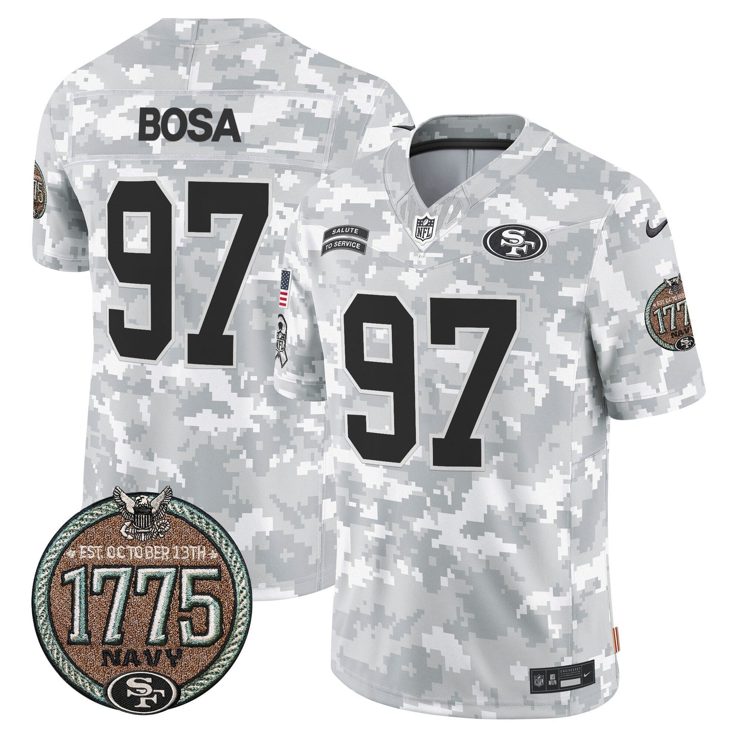 49ers 2024 Salute to Service Establishment Year Patch Vapor Limited Jersey - All Stitched