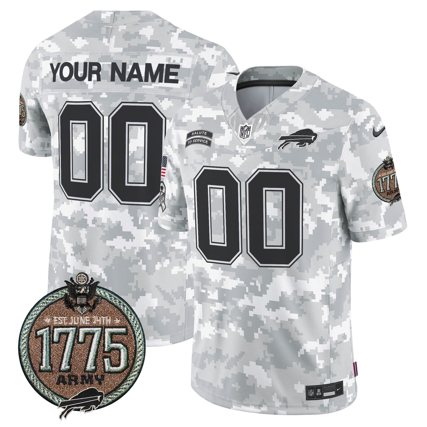 Bills 2024 Salute to Service Establishment Year Patch Vapor Limited Custom Jersey - All Stitched
