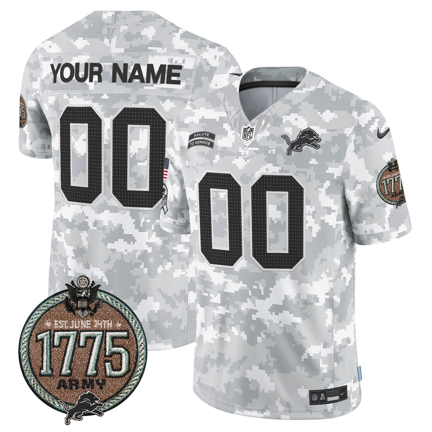 DET 2024 Salute to Service Establishment Year Patch Vapor Limited Custom Jersey - All Stitched