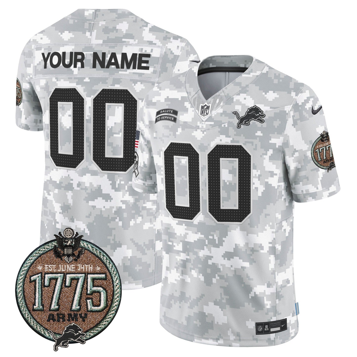 DET 2024 Salute to Service Establishment Year Patch Vapor Limited Custom Jersey - All Stitched