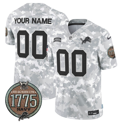 DET 2024 Salute to Service Establishment Year Patch Vapor Limited Custom Jersey - All Stitched