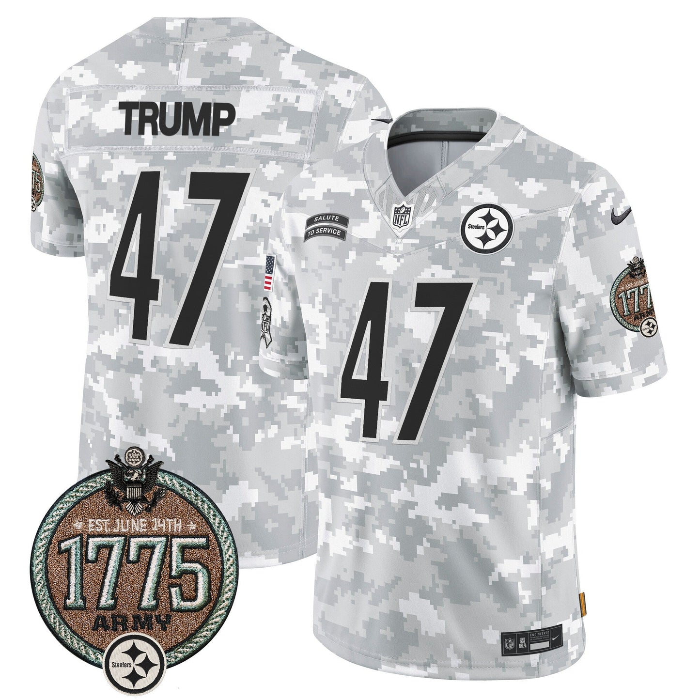Steelers 2024 Salute to Service Establishment Year Patch Vapor Limited Jersey - All Stitched