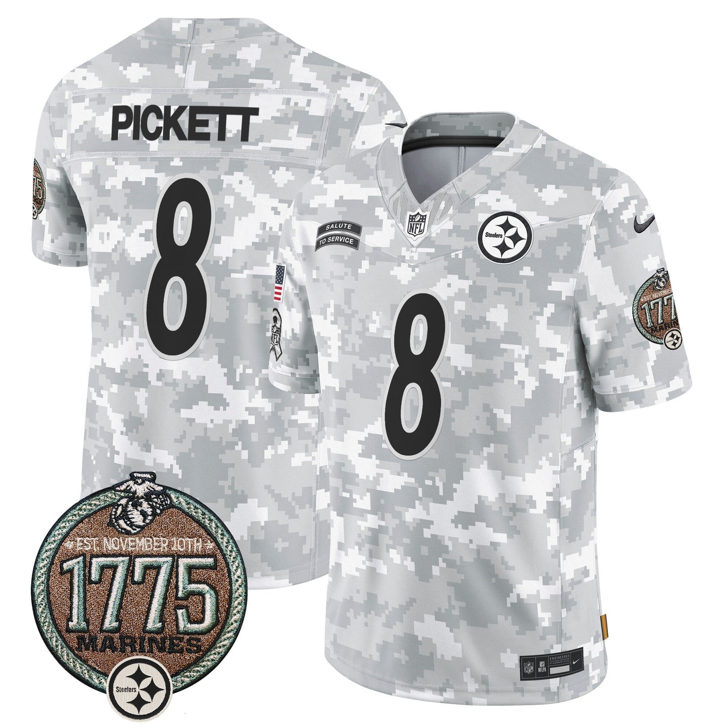 Steelers 2024 Salute to Service Establishment Year Patch Vapor Limited Jersey - All Stitched
