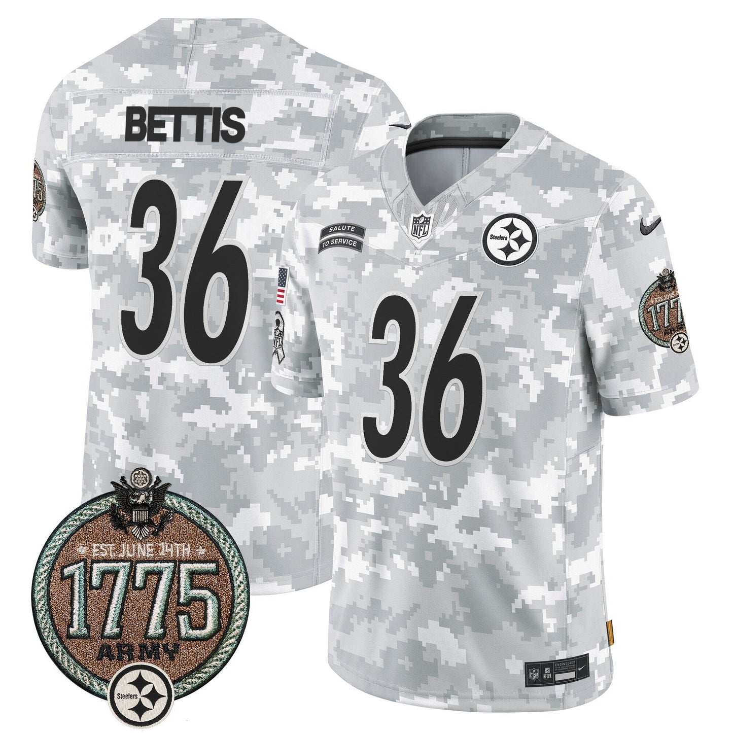 Steelers 2024 Salute to Service Establishment Year Patch Vapor Limited Jersey - All Stitched