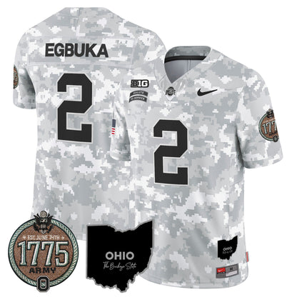 Buckeyes 2024 Salute to Service Establishment Year Patch Vapor Limited Jersey - All Stitched