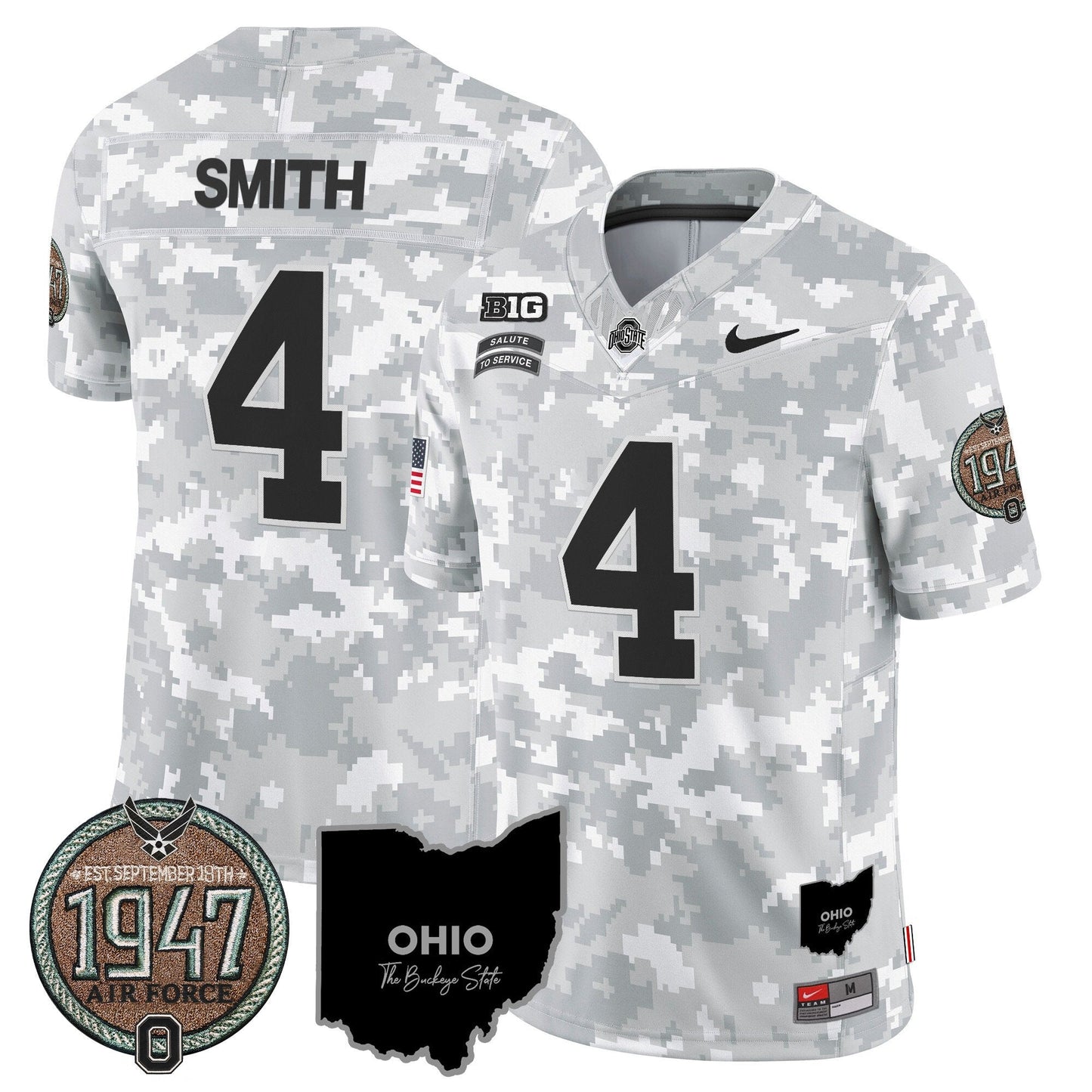 Buckeyes 2024 Salute to Service Establishment Year Patch Vapor Limited Jersey - All Stitched