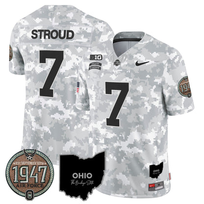 Buckeyes 2024 Salute to Service Establishment Year Patch Vapor Limited Jersey - All Stitched