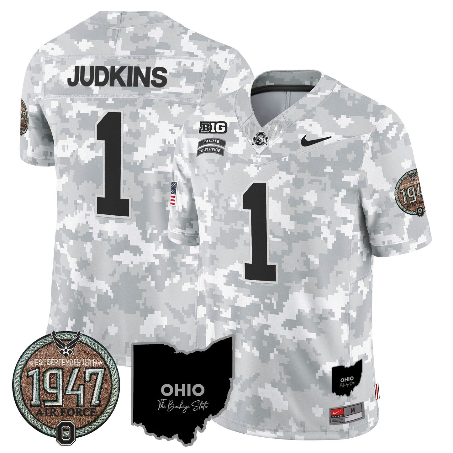 Buckeyes 2024 Salute to Service Establishment Year Patch Vapor Limited Jersey - All Stitched