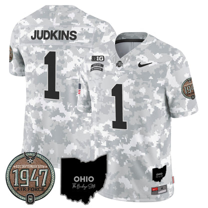 Buckeyes 2024 Salute to Service Establishment Year Patch Vapor Limited Jersey - All Stitched