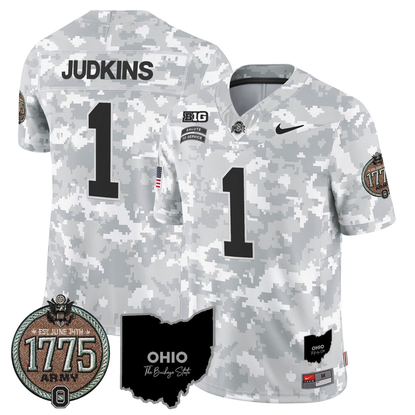 Buckeyes 2024 Salute to Service Establishment Year Patch Vapor Limited Jersey - All Stitched