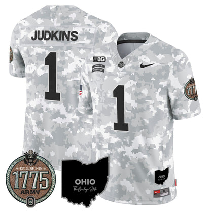 Buckeyes 2024 Salute to Service Establishment Year Patch Vapor Limited Jersey - All Stitched