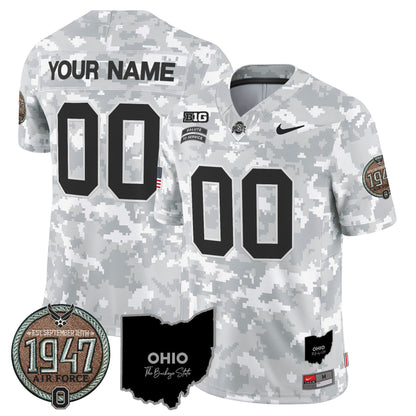 Buckeyes 2024 Salute to Service Establishment Year Patch Vapor Limited Custom Jersey - All Stitched