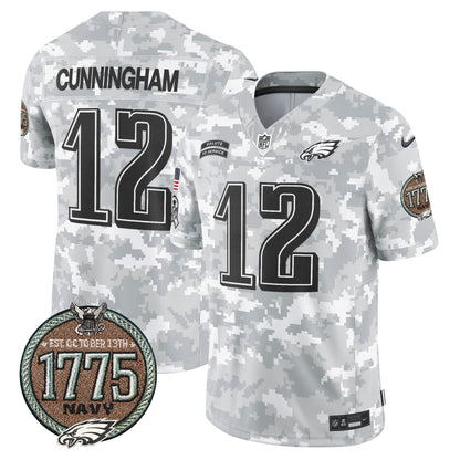 Eagles 2024 Salute to Service Establishment Year Patch Vapor Limited Jersey - All Stitched