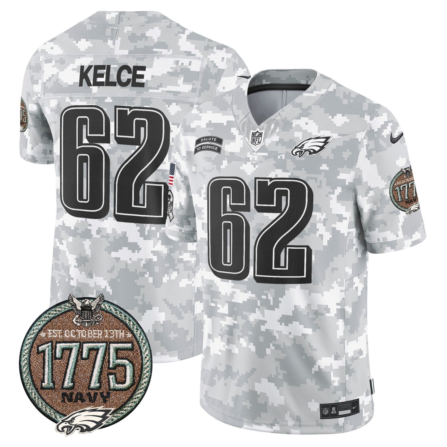 Eagles 2024 Salute to Service Establishment Year Patch Vapor Limited Jersey - All Stitched