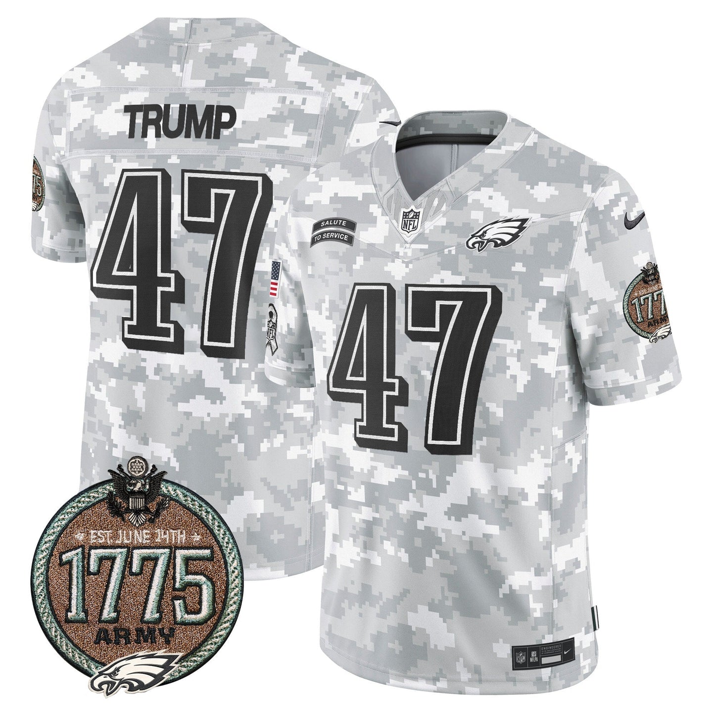 Eagles 2024 Salute to Service Establishment Year Patch Vapor Limited Jersey - All Stitched