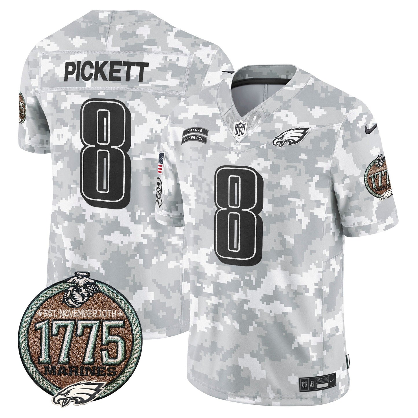 Eagles 2024 Salute to Service Establishment Year Patch Vapor Limited Jersey - All Stitched