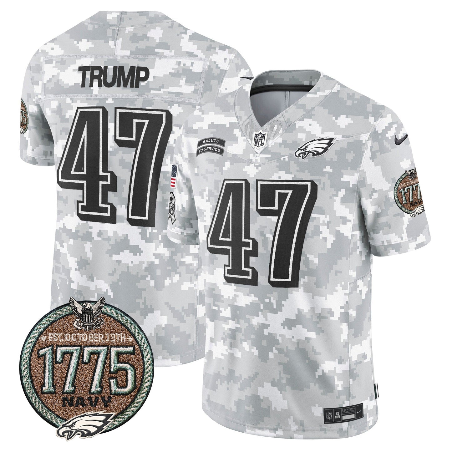 Eagles 2024 Salute to Service Establishment Year Patch Vapor Limited Jersey - All Stitched