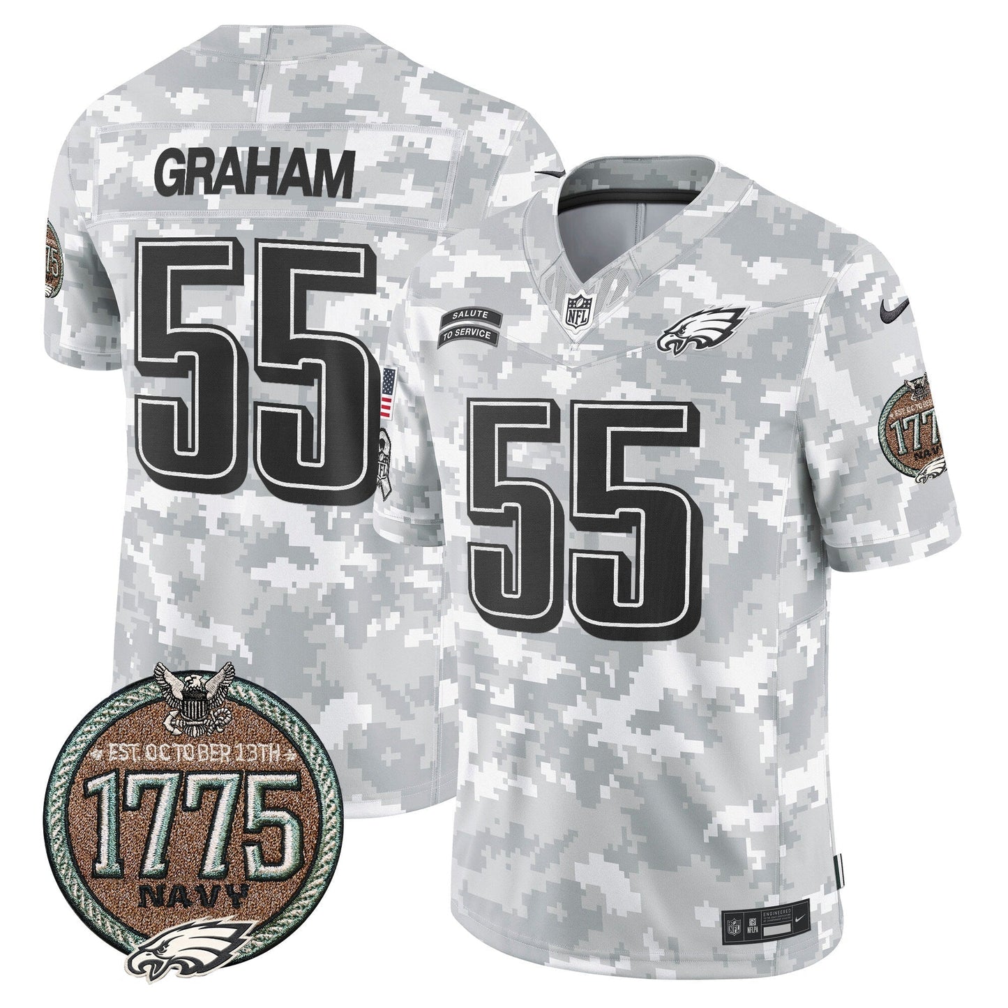 Eagles 2024 Salute to Service Establishment Year Patch Vapor Limited Jersey - All Stitched