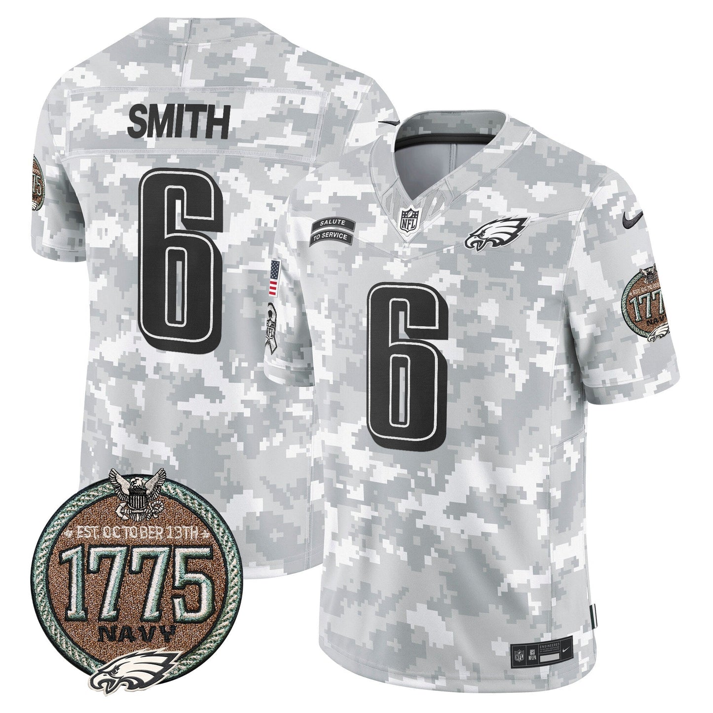 Eagles 2024 Salute to Service Establishment Year Patch Vapor Limited Jersey - All Stitched