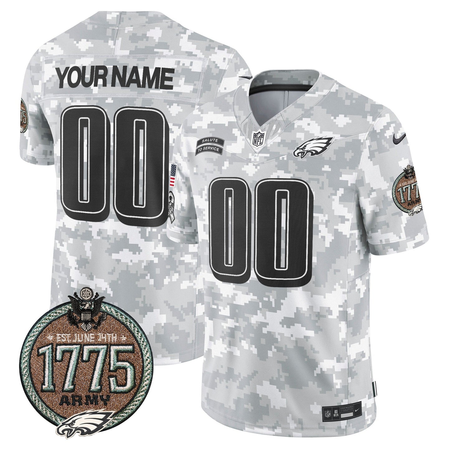 Eagles 2024 Salute to Service Establishment Year Patch Vapor Limited Custom Jersey - All Stitched