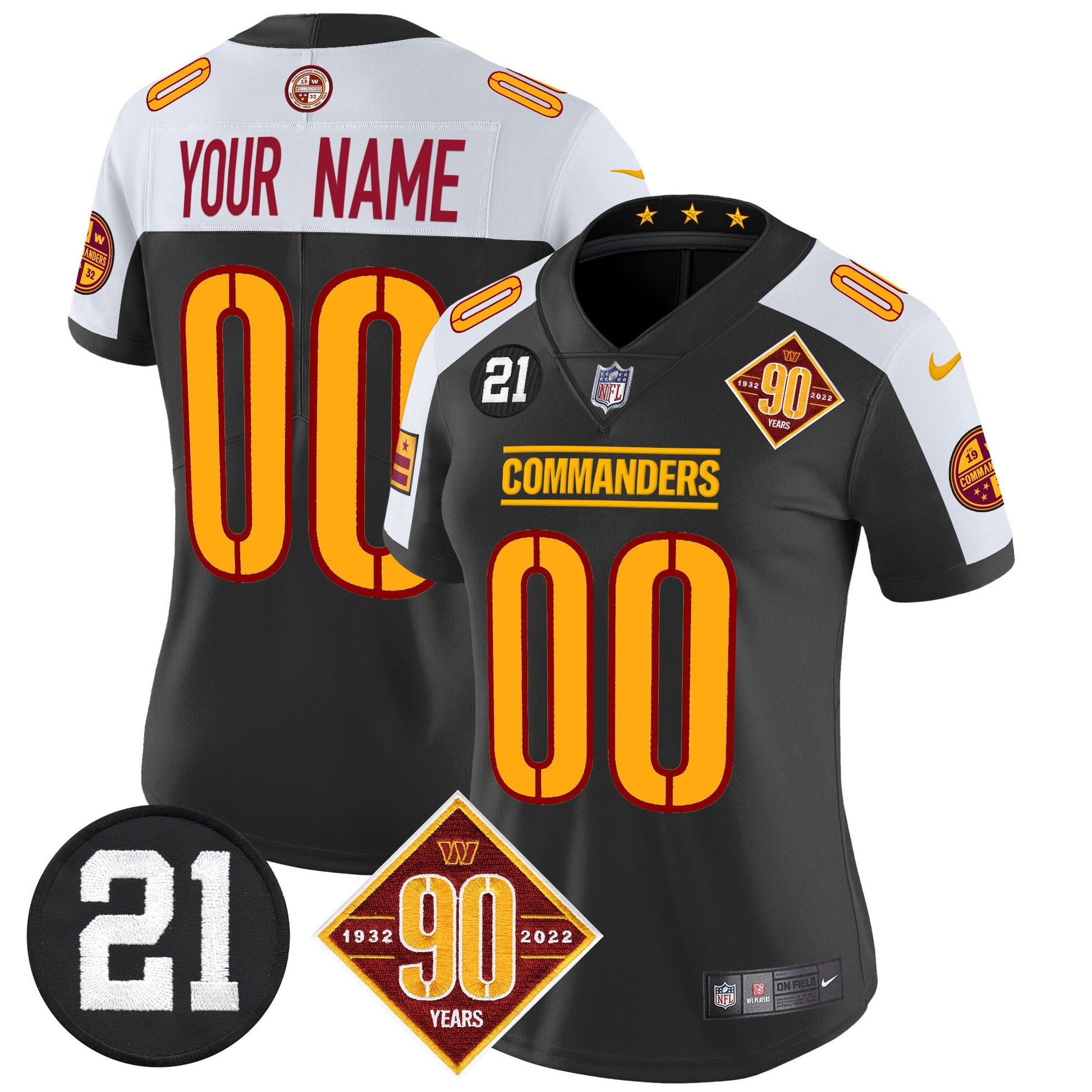 Washington Commanders 90th & Sean Taylor Patch Vapor Limited Custom Jersey - All Stitched