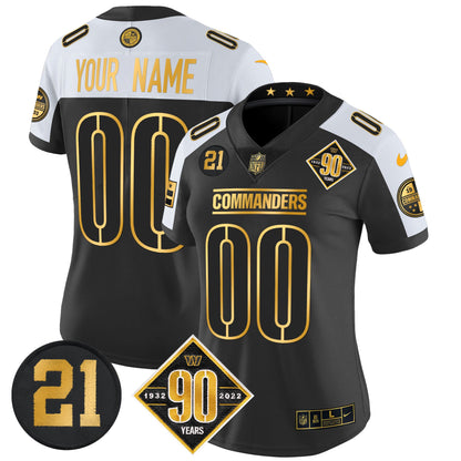 Washington Commanders 90th & Sean Taylor Patch Gold Vapor Limited Custom Jersey - All Stitched