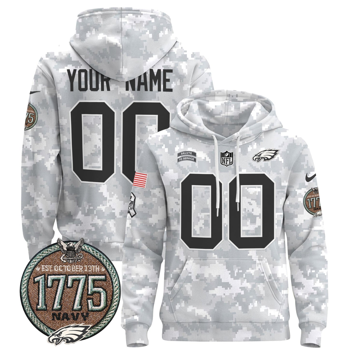PHI 2024 Salute to Service Establishment Year Patch Custom Pullover Hoodie
